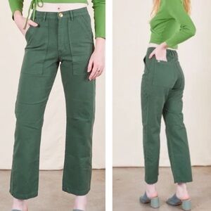 Big Bud Press Work Pants Regular Elastic Back Waist Zip Fly Cotton Green SZ M
